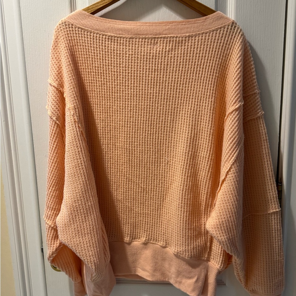 Out From Under Peach Homebody Waffle Knit Sweater